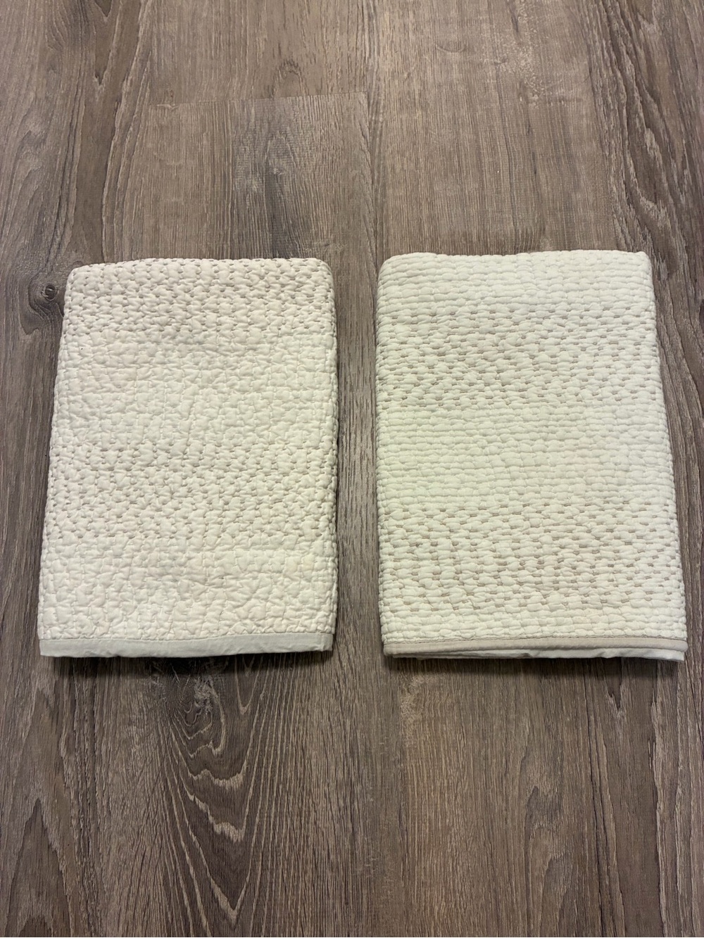 Set of 2 Pottery Barn Pick-Stitch Handcrafted Cotton Quilted Euro Shams